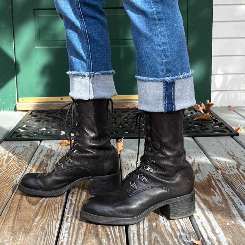 Combat Boots Block Heel, Lace-up .